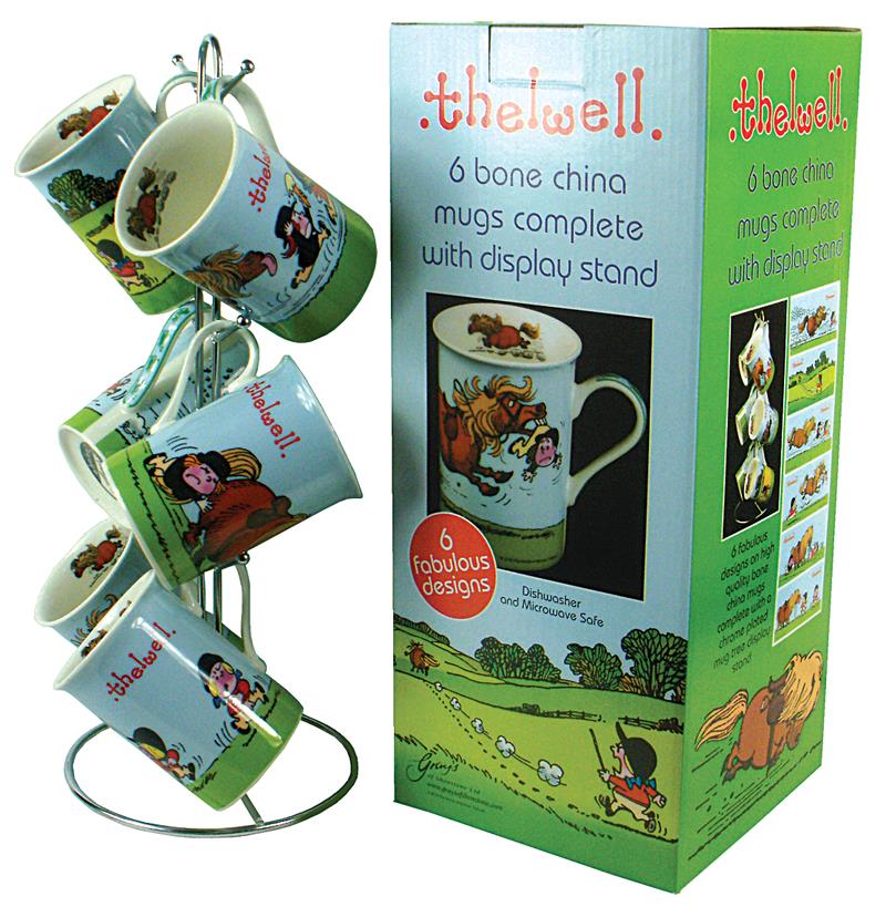 Thelwell Set 6 Bone China Mugs with Stand Gift Boxed
