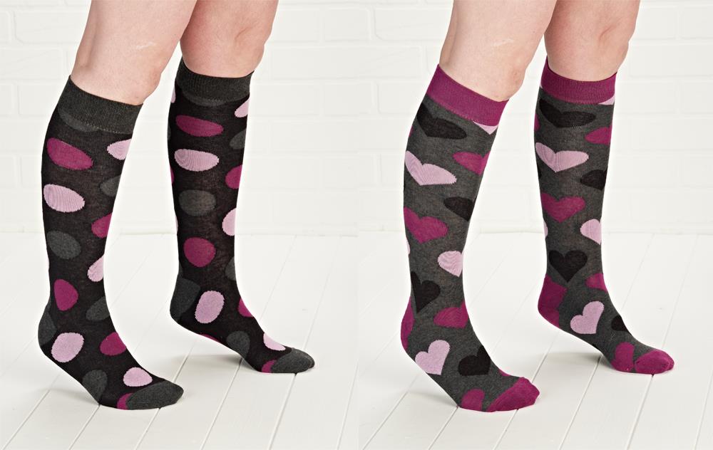 The Riding Sock Co. Childrens Riding Socks Heart/ Spot 2 Pk