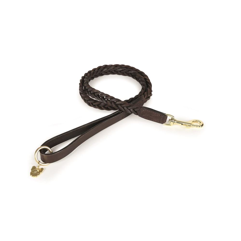 Guinzaglio Imbottito Shires Digby & Fox In Pelle, Lunghezza 110 Cm, Con Raccordi Color Ottone. Morbida Imbottitura Per Il Massimo Comfort Del Cane. Colore: Mocassino (beige).