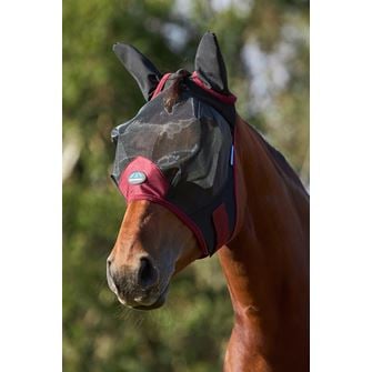 Weatherbeeta Comfitec Fine Mesh Fly Mask with Ears (Black/Burgundy)