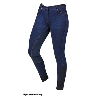 Dublin Shona Full Suede Seat Denim Breeches (Light Denim/Navy)