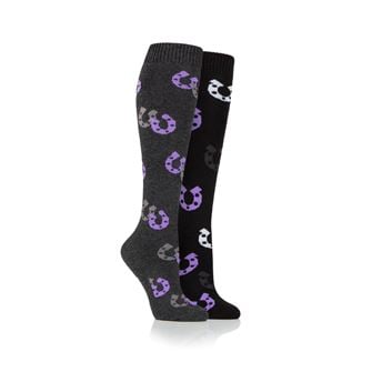 Storm Bloc Plumpton Ladies Horseshoe Mid Weight Socks Twin Pack (Charcoal/Black)