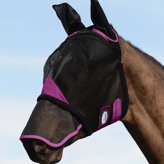 Weatherbeeta Comfitec Deluxe Durable Mesh Mask with Ears & Nose (Black/Purple)
