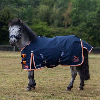 Gallop 600D PONIE 100g Duraproof 5-Point Turnout (Navy/Orange/White)