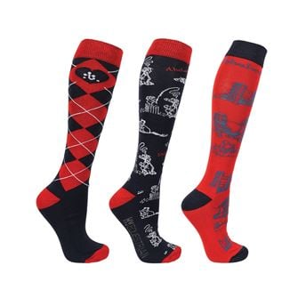 Hy Equestrian Thelwell Collection Adults Socks - Pack of 3 (Practice Makes Perfect)